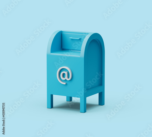 Photography Simple postbox icon 3d render illustration in pastel blue background