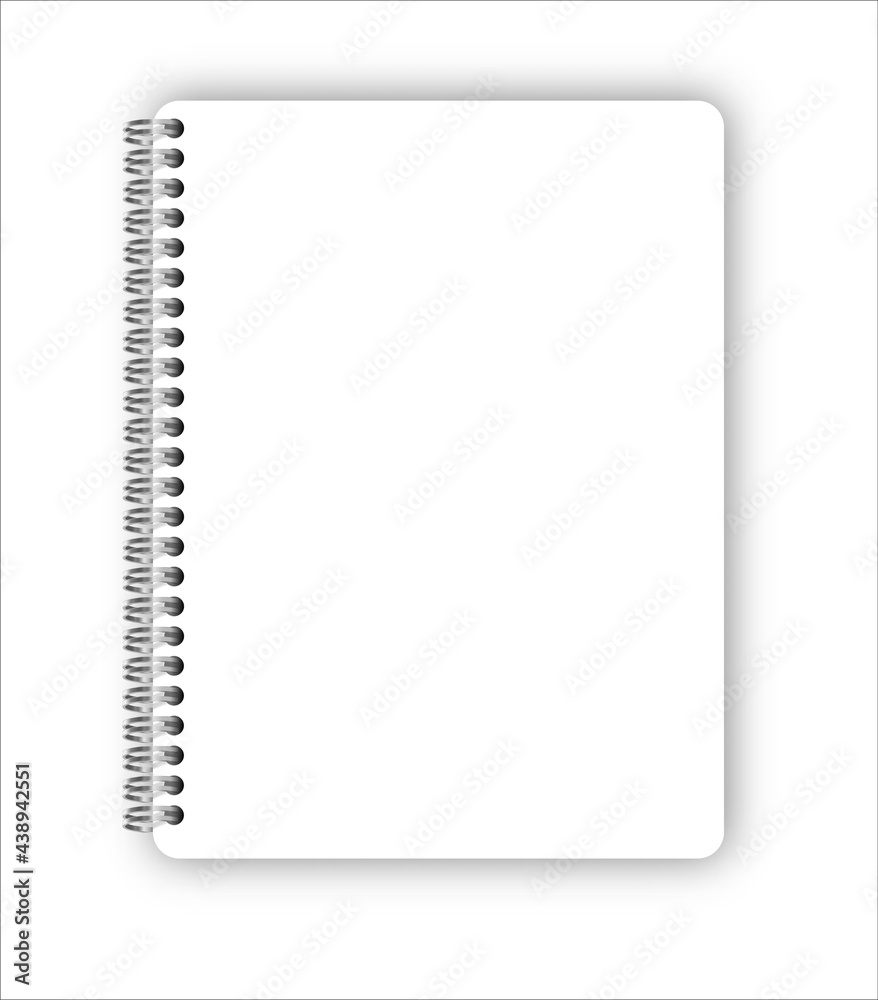 Realistic metal spiral vector blank notebook isolated on white Realistic metal spiral vector blank notebook isolated on white