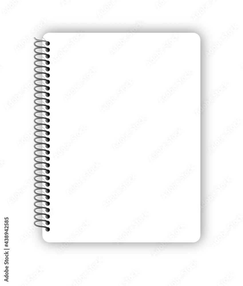 Realistic metal spiral vector blank notebook isolated on white Realistic metal spiral vector blank notebook isolated on white