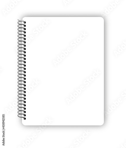 Realistic metal spiral vector blank notebook isolated on white