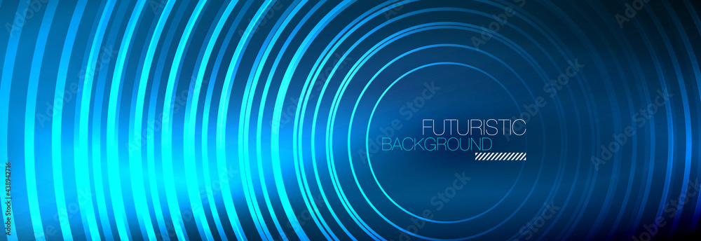 Dark abstract background with glowing neon circles. Trendy layout template for business or technology presentation, internet poster or web brochure cover, wallpaper Dark abstract background with glowing neon circles. Trendy layout template for business or technology presentation, internet poster or web brochure cover, wallpaper