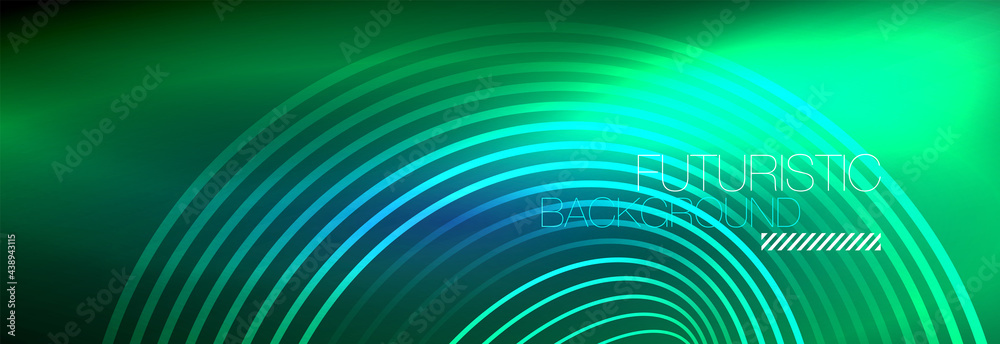 Dark abstract background with glowing neon circles. Trendy layout template for business or technology presentation, internet poster or web brochure cover, wallpaper Dark abstract background with glowing neon circles. Trendy layout template for business or technology presentation, internet poster or web brochure cover, wallpaper