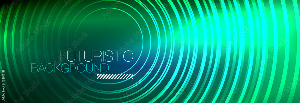 Dark abstract background with glowing neon circles. Trendy layout template for business or technology presentation, internet poster or web brochure cover, wallpaper Dark abstract background with glowing neon circles. Trendy layout template for business or technology presentation, internet poster or web brochure cover, wallpaper