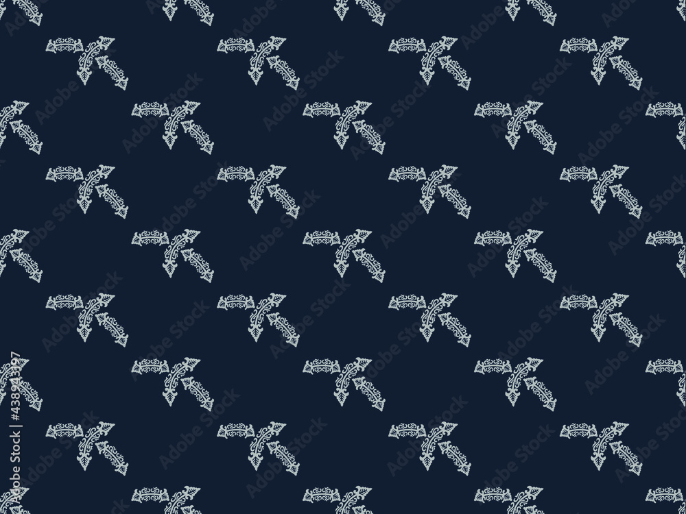Fototapeta premium vector pattern traditional fabric pattern design Mole pattern vector background image on black background.