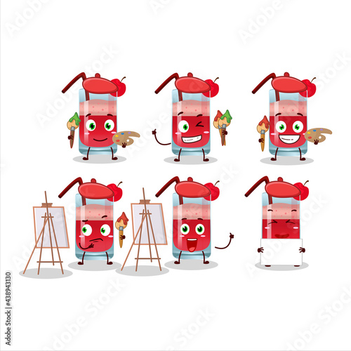 Artistic Artist of singapore sling cartoon character painting with a brush