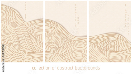 collection of white and gold vector japanese abstract waves