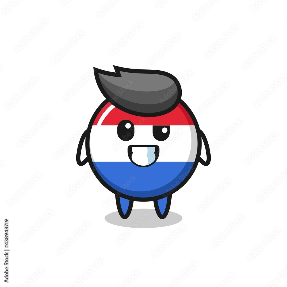 cute netherlands flag badge mascot with an optimistic face