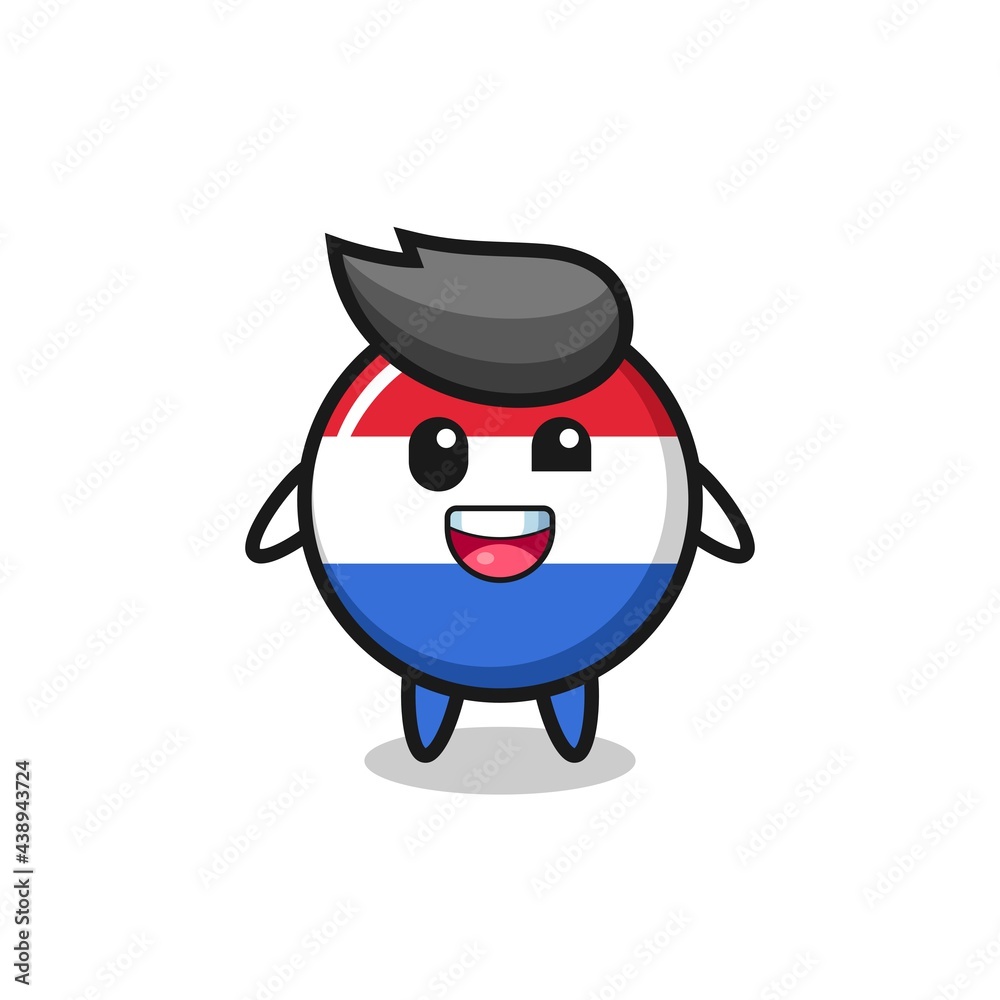 illustration of an netherlands flag badge character with awkward poses