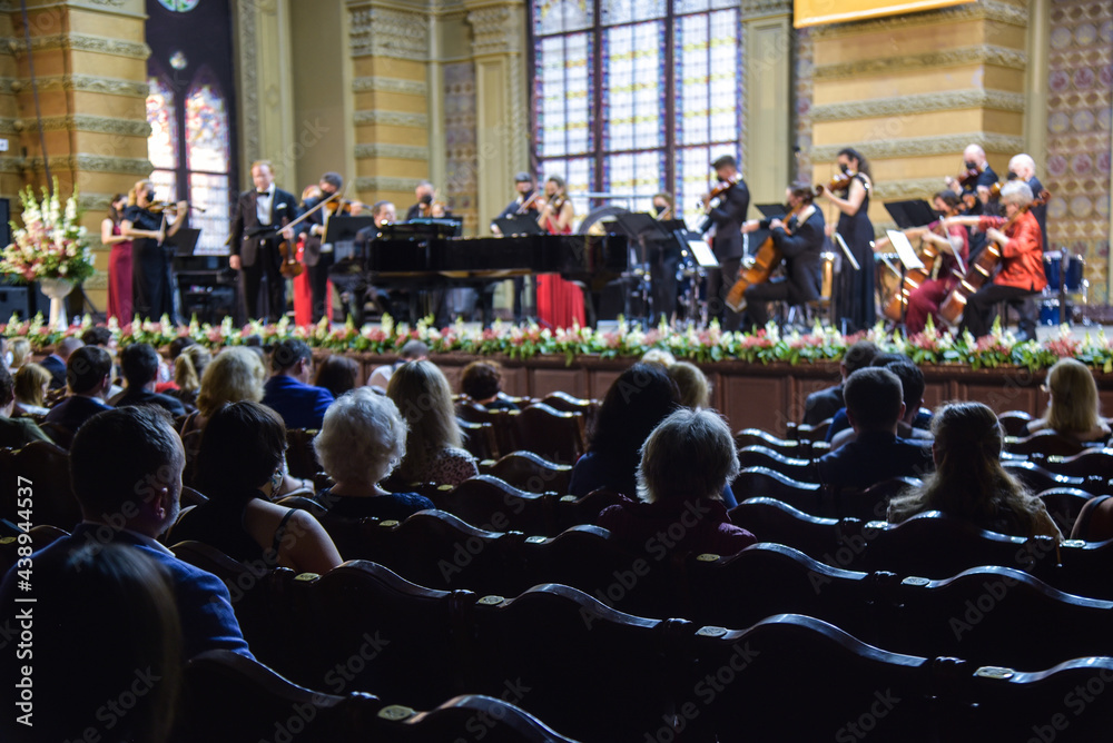 a concert of classical music performed by an orchestra