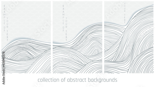 collection of white and silver vector japanese abstract waves