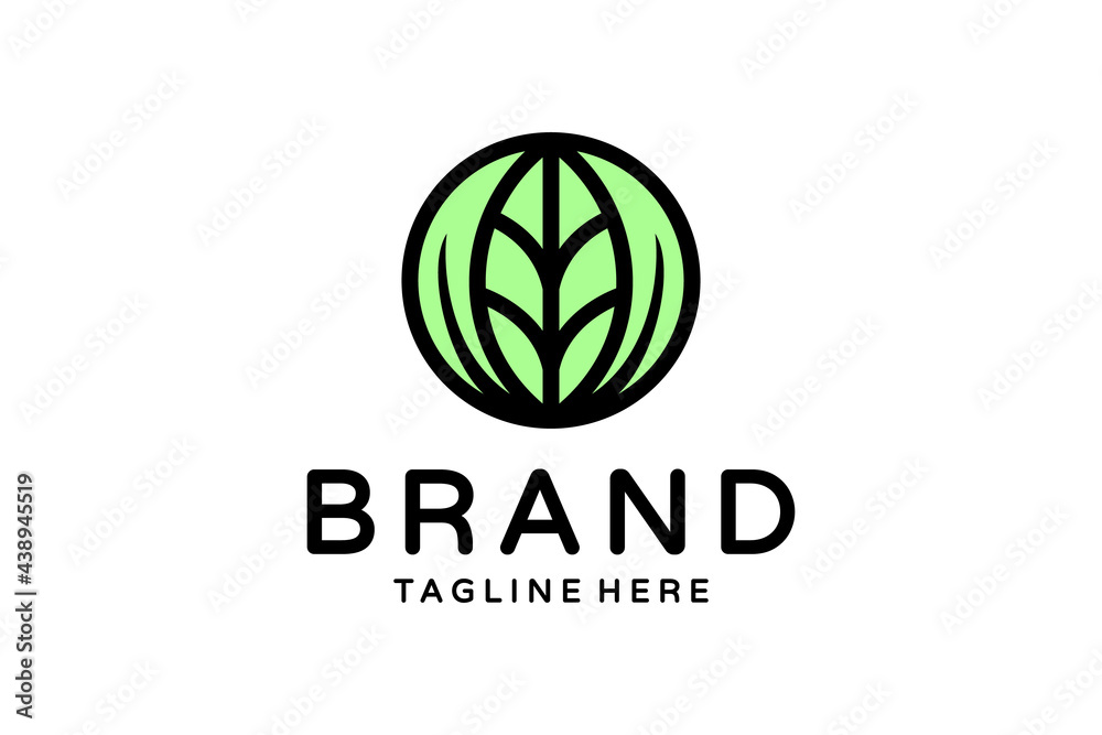 Leaves round with style flat Minimalist in background white vector template logo design editable Leaves round with style flat Minimalist in background white vector template logo design editable