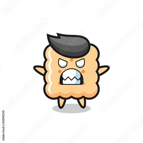 wrathful expression of the cracker mascot character