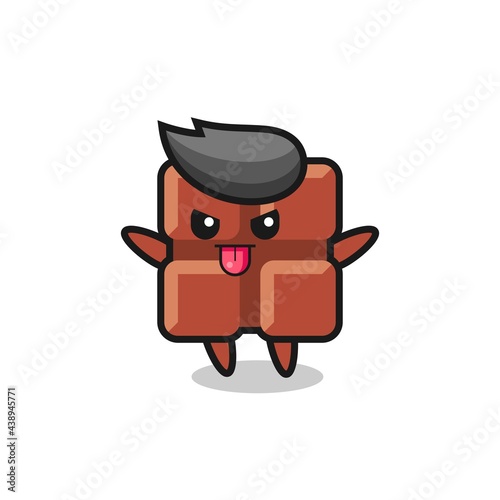 naughty chocolate bar character in mocking pose