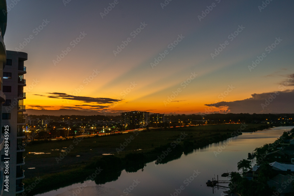 Fototapeta premium winter sunset wit clouds
