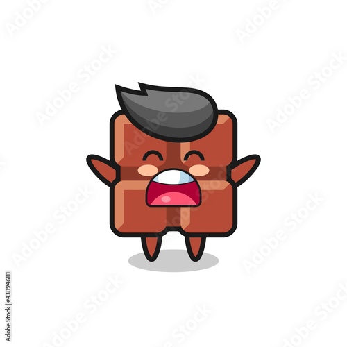 cute chocolate bar mascot with a yawn expression