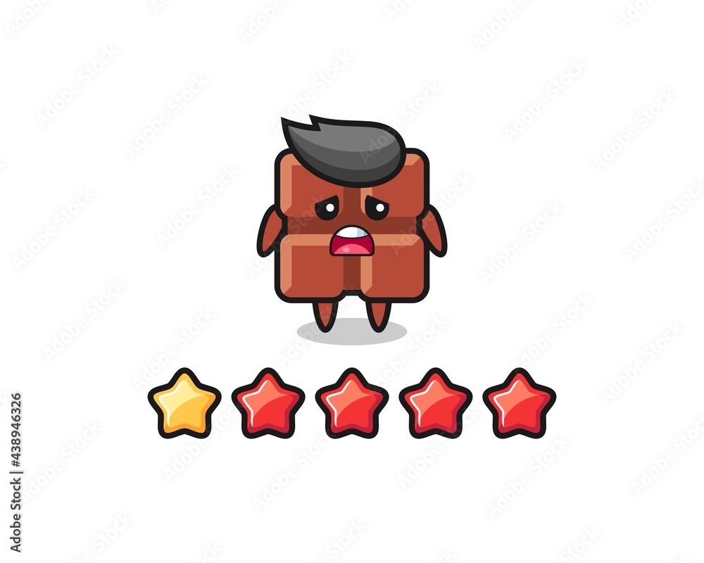 the illustration of customer bad rating, chocolate bar cute character with 1 star