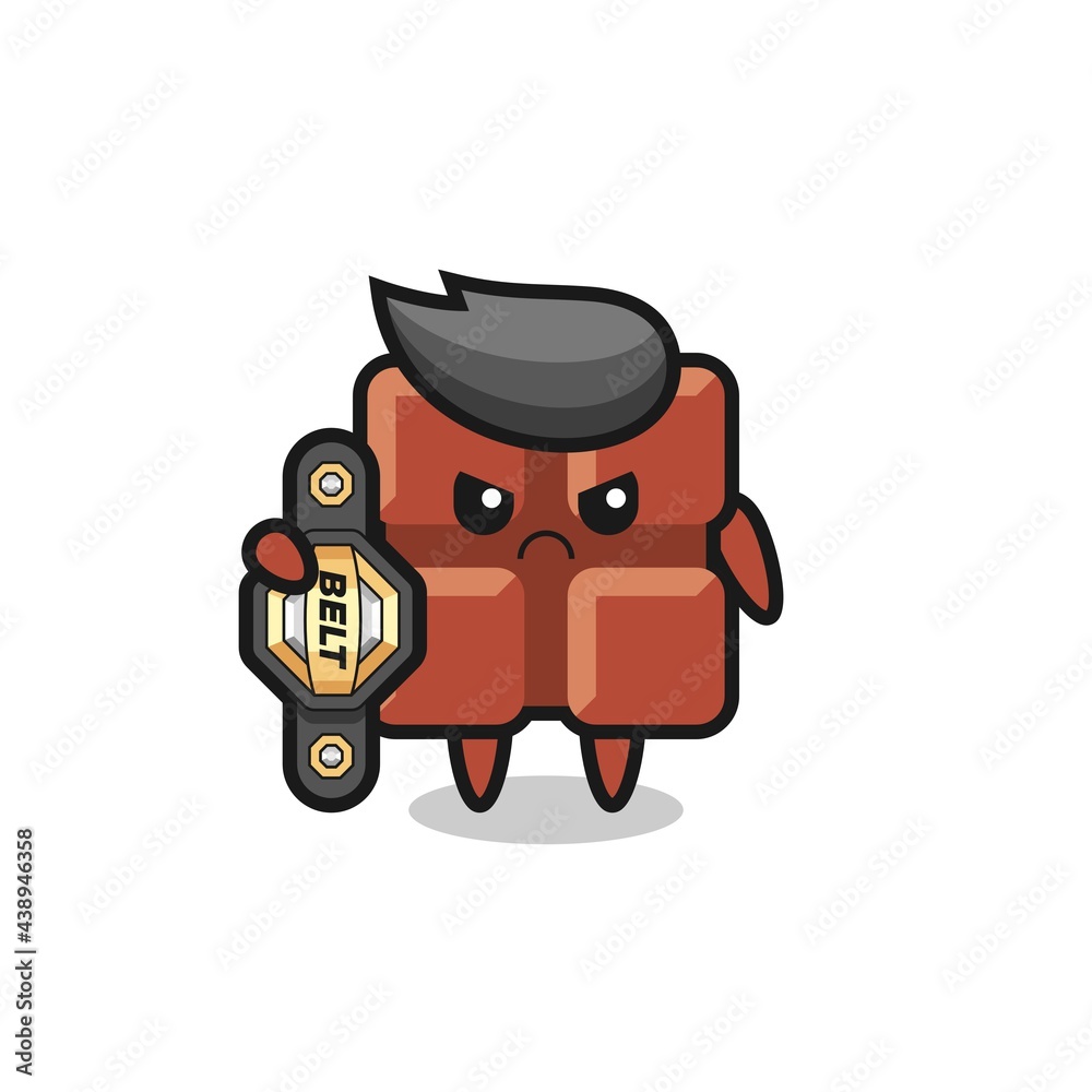 chocolate bar mascot character as a MMA fighter with the champion belt