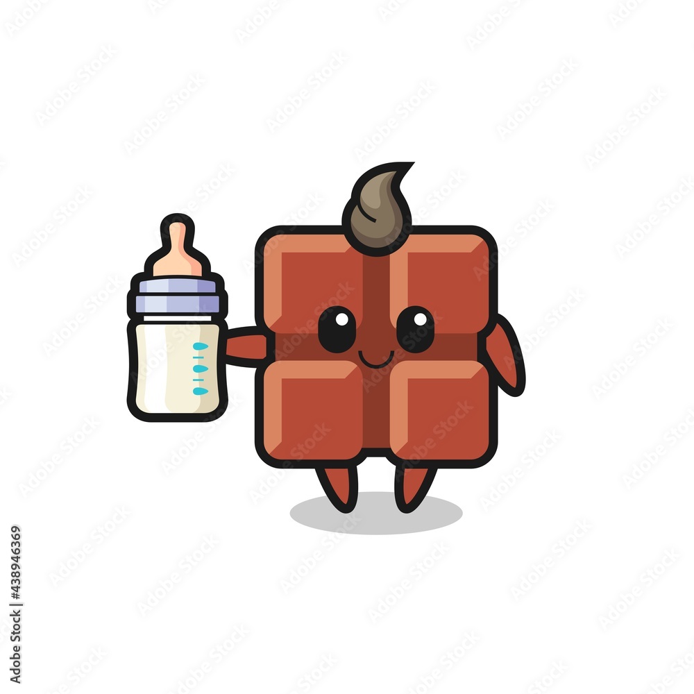 baby chocolate bar cartoon character with milk bottle baby chocolate bar cartoon character with milk bottle