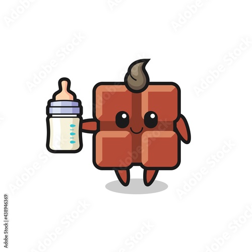 baby chocolate bar cartoon character with milk bottle