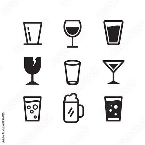 Set of Simple Flat Glass Icon Illustration Design  Silhouette Glass Symbol Collection Template Vector