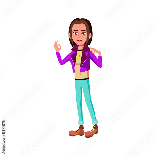 glamor young girl approving friends choice in cosmetics store cartoon vector. glamor young girl approving friends choice in cosmetics store character. isolated flat cartoon illustration
