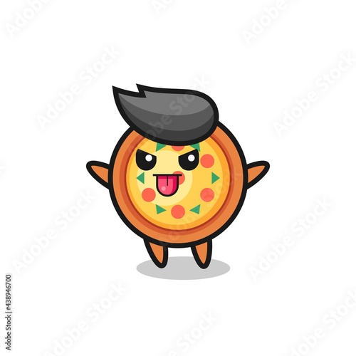 naughty pizza character in mocking pose