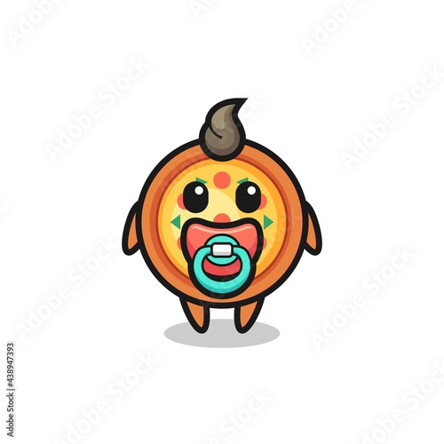 baby pizza cartoon character with pacifier