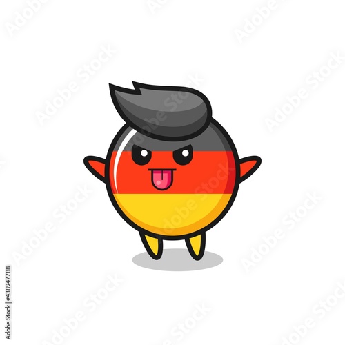 naughty germany flag badge character in mocking pose