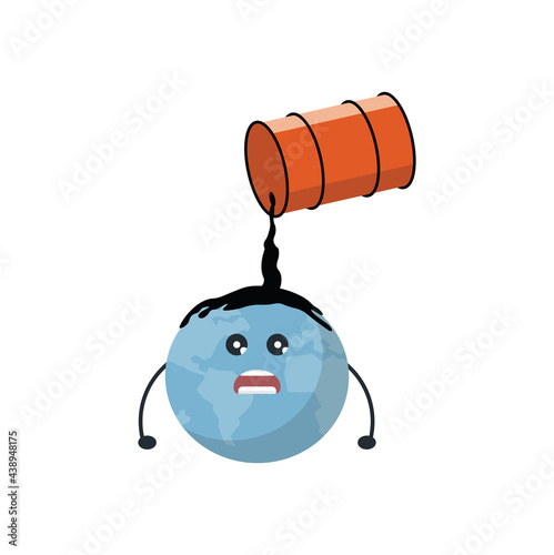 The pollution of the planet with oil spills, pollution of seas and oceans, vector is shown