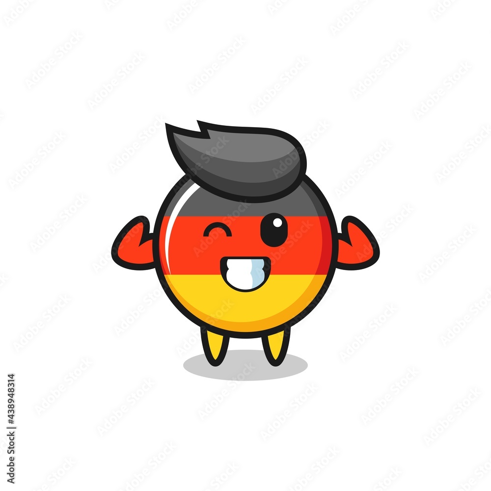 the muscular germany flag badge character is posing showing his muscles