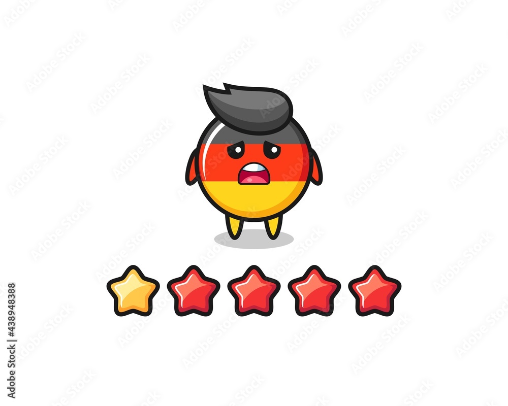 the illustration of customer bad rating, germany flag badge cute character with 1 star