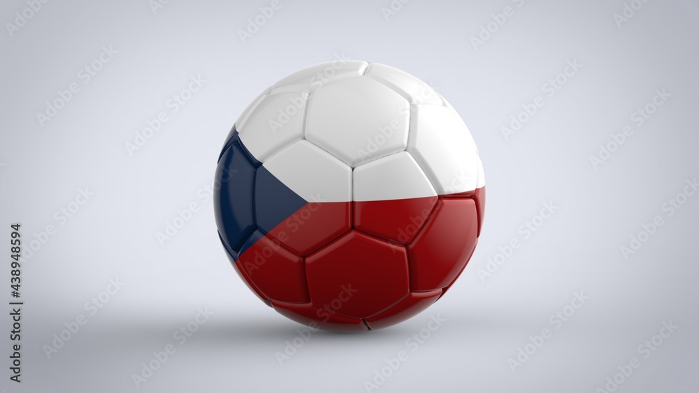 UEFA Euro championship 2020 football tournament realistic soccer game ball with national flag of Czech Republic isolated on solid white background 3d rendering image UEFA Euro championship 2020 football tournament realistic soccer game ball with national flag of Czech Republic isolated on solid white background 3d rendering image