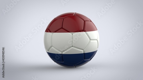 UEFA Euro championship 2020 football tournament realistic soccer game ball with national flag of Netherland isolated on solid white background 3d rendering image