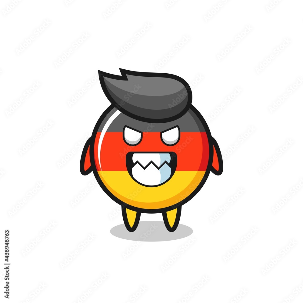 evil expression of the germany flag badge cute mascot character