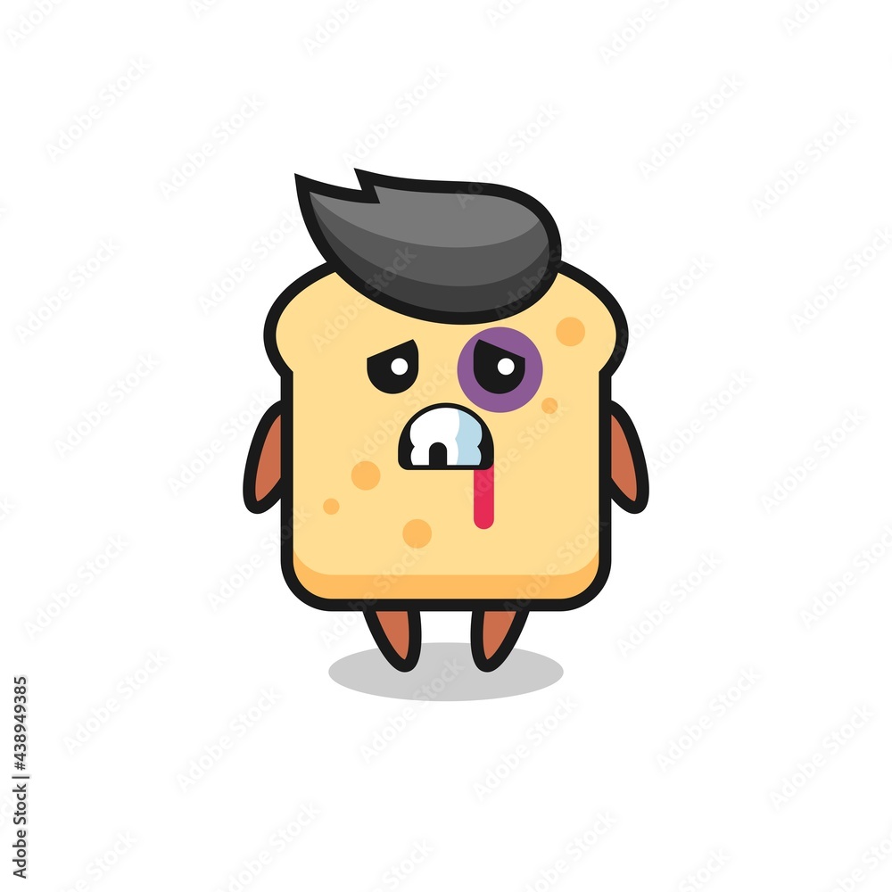 injured bread character with a bruised face