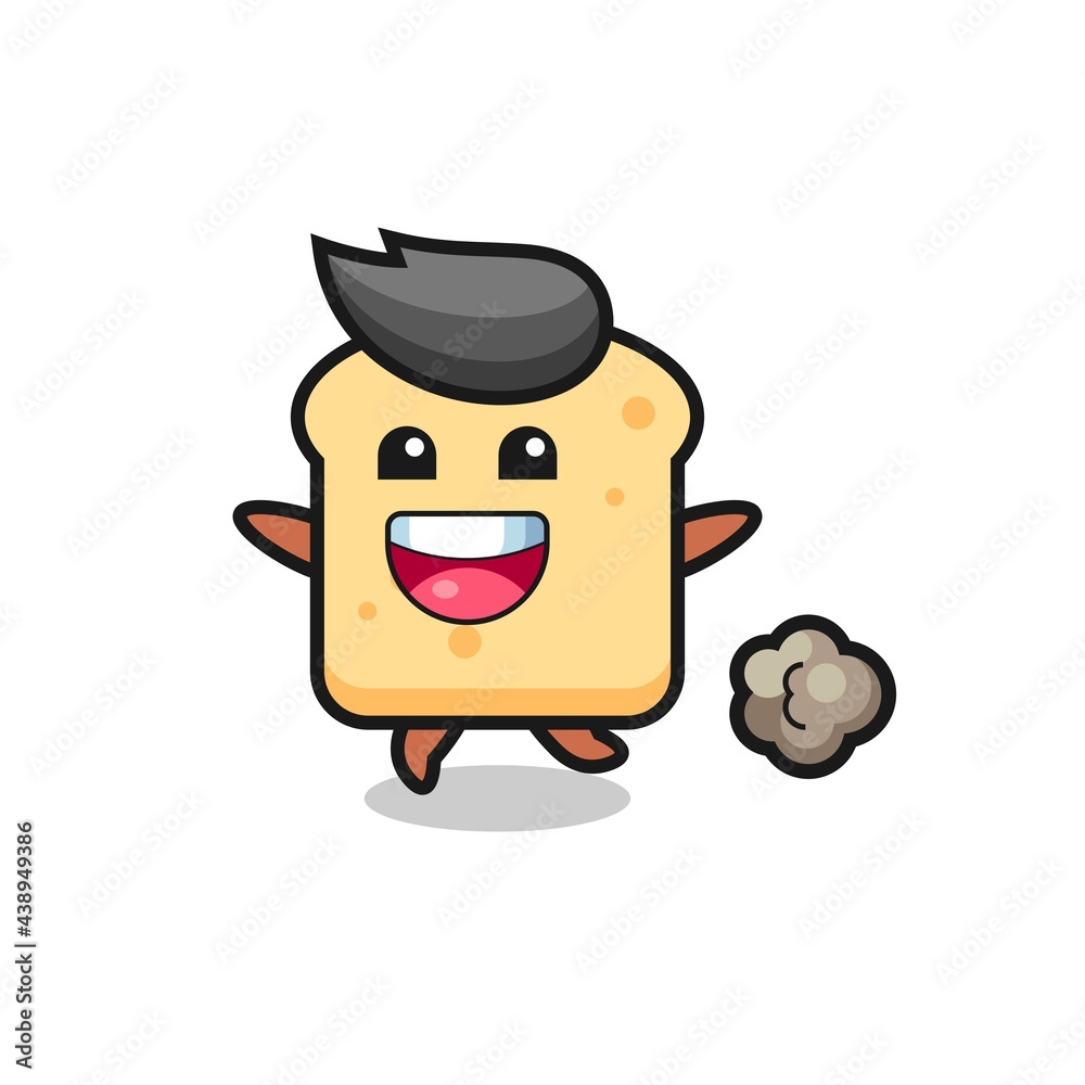 the happy bread cartoon with running pose