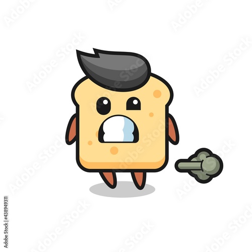 the illustration of the bread cartoon doing fart