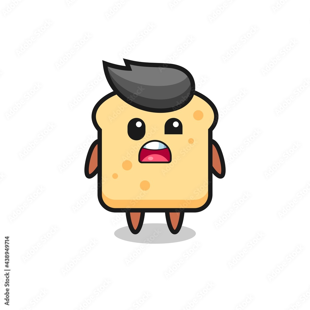 the shocked face of the cute bread mascot
