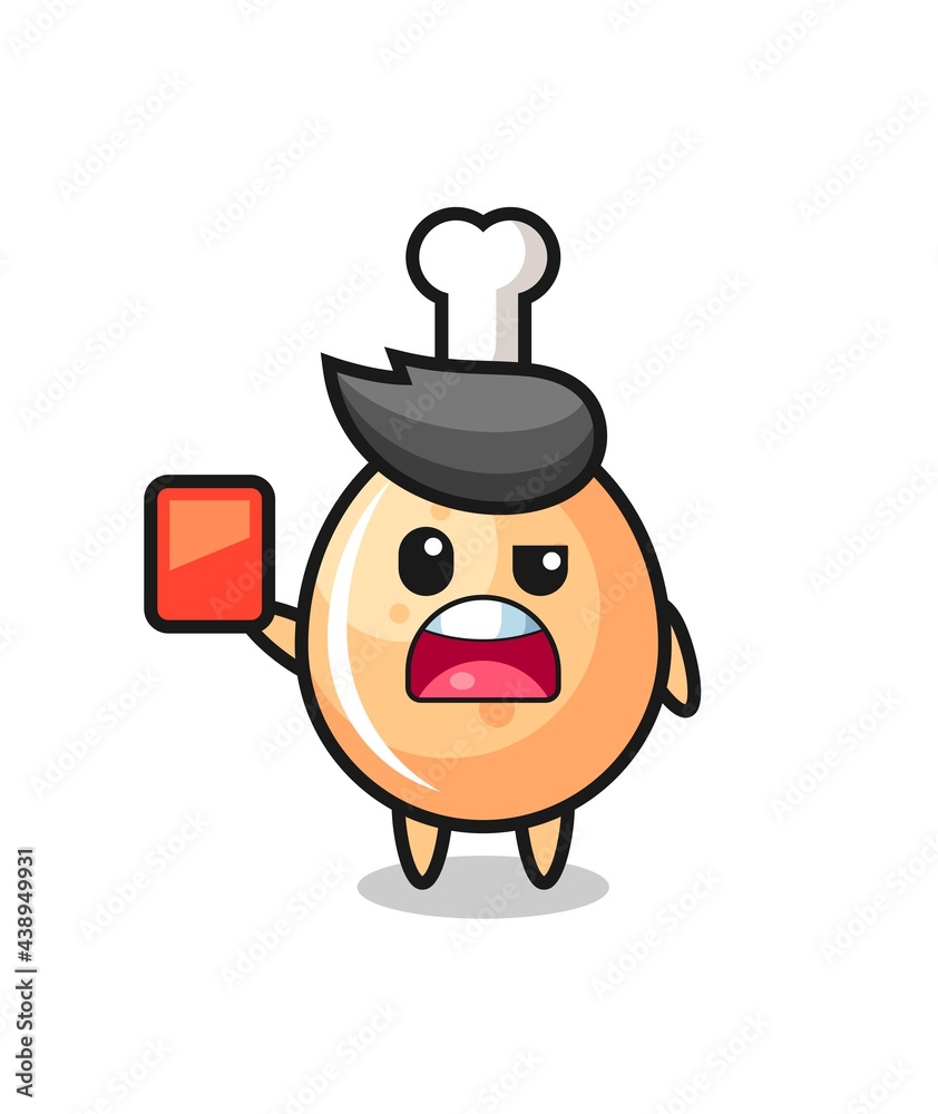fried chicken cute mascot as referee giving a red card fried chicken cute mascot as referee giving a red card