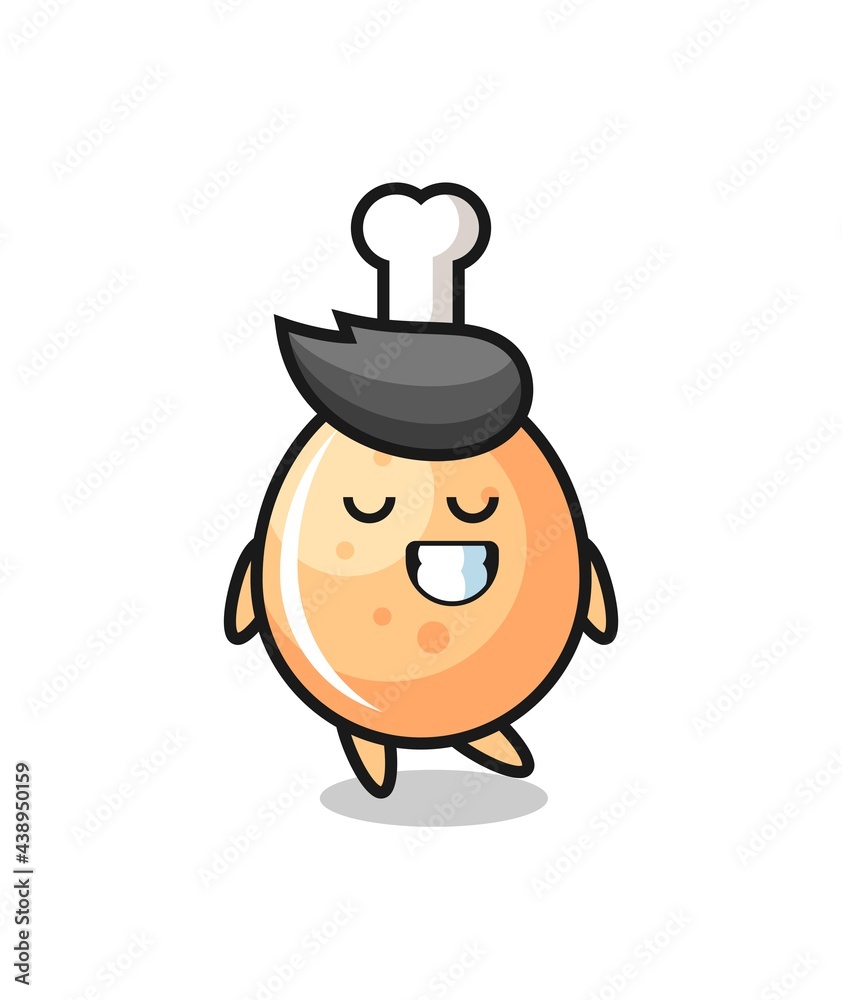 Obraz premium fried chicken cartoon illustration with a shy expression