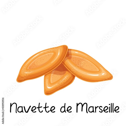 Navette de marseille, cookies icon. French bakery product colored vector illustration.