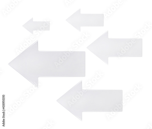 White arrow - 3d render isolated on a white background