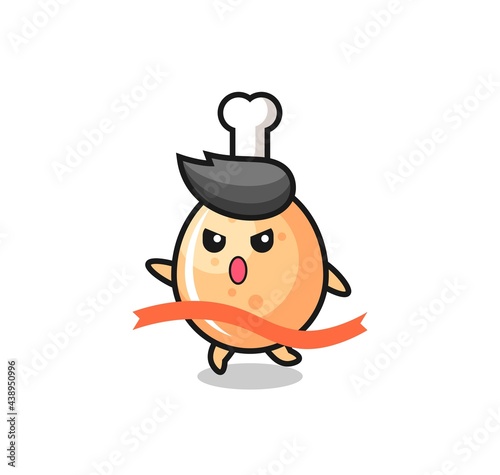 cute fried chicken illustration is reaching the finish