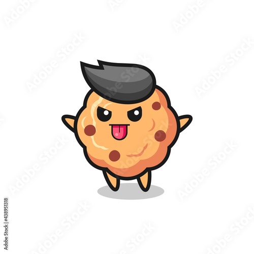 naughty chocolate chip cookie character in mocking pose