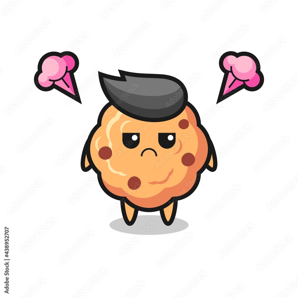 annoyed expression of the cute chocolate chip cookie cartoon character annoyed expression of the cute chocolate chip cookie cartoon character