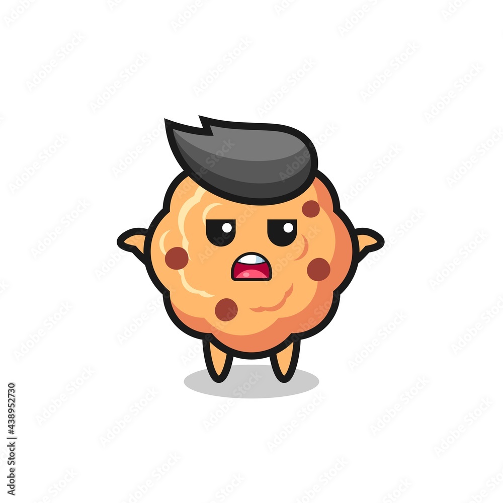 chocolate chip cookie mascot character saying I do not know chocolate chip cookie mascot character saying I do not know