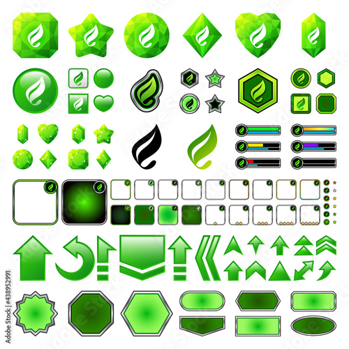 ゲーム 素材 アイコン 宝石 セット 属性 草