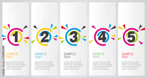Colorful infographics design vector layout business success concept 1 2 3 4 5 circle shapes option step