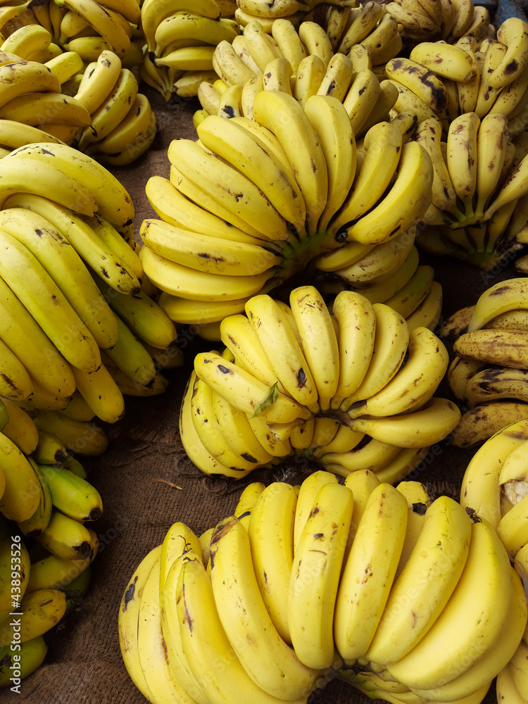Bunch of fresh bananas in the organic food market. Bunch of fresh bananas in the organic food market.