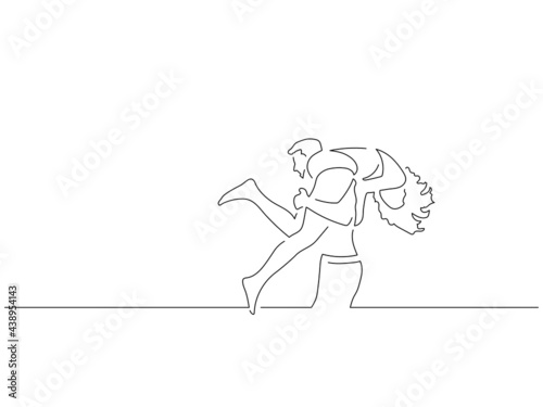 Couple on holidays line drawing, vector illustration design. Summer collection.